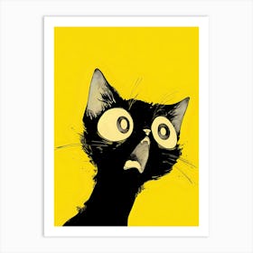 Black Cat With Big Eyes Art Print