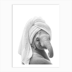 Elephant In A Towel Art Print