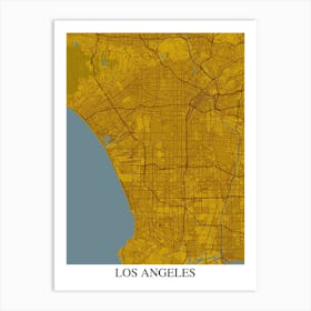 Los Angeles California Yellow Blue Art Print