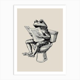 Frog Reading Newspaper Art Print