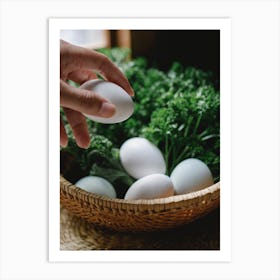 White Eggs In A Basket 2 Art Print