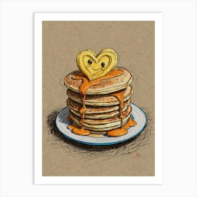 Heart Shaped Pancakes Art Print