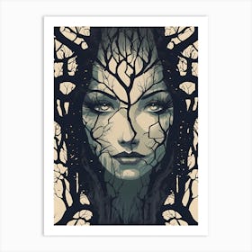 Face Among the Trees Art Print