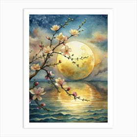 A Scenic Composition Of Blooming Branches And The Art Print