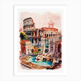 Rome - Watercolor Painting Art Print