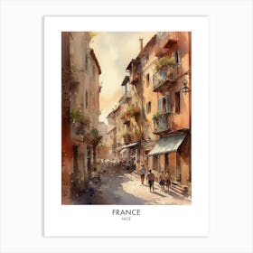 Nice, France 5 Watercolor Travel Poster Art Print