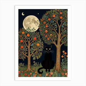 Cat In The Orchard Style William Morris 1 Art Print