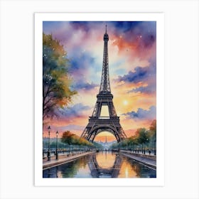 Eiffel Tower At Sunset 3 Art Print