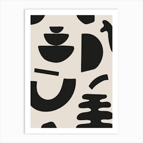 Abstract Shapes - Neutral And Off Black Art Print