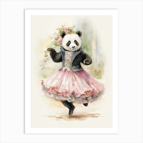 Panda Art Dancing Watercolour 1 Art Print