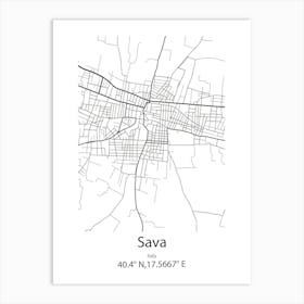 Sava,Italy Minimalist Map Art Print