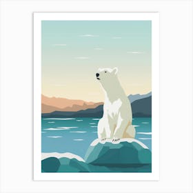 Polar Bear Sitting On Rock Art Print