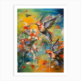 Hummingbirds Abstract Expressionism 3 Art Print