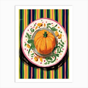 A Plate Of Pumpkins, Autumn Food Illustration Top View 45 Art Print