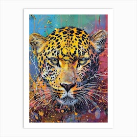 Colourful Leopard Abstract Art Print Art Print