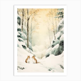 Winter Watercolour Chipmunk 3 Art Print