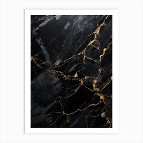 Black And Gold Marble Art Print