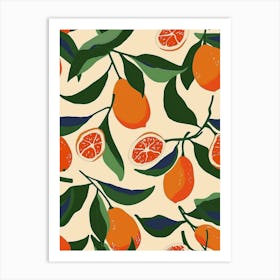 Clementines On A Tree Branch Pattern Art Print