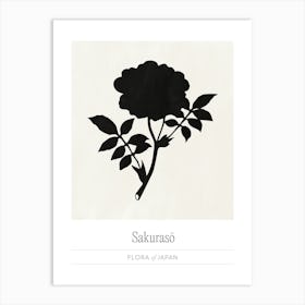 Black Ink Floral Silhouette, Japanese Flower Market Art Print