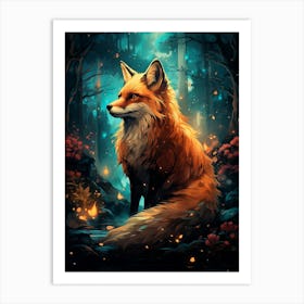 Kbgtron A Fox And Forest Colorful Lights In The Style Of Fantas E9799da4 D038 4350 Ba88 00e0ba88d3e0 Art Print