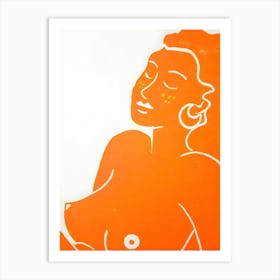 Orange Nude Woman Art Print