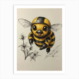 Bee Drawing Art Print