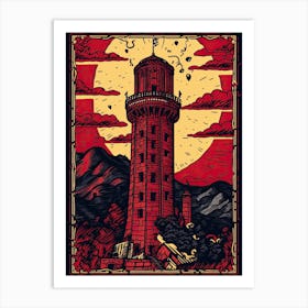 The Tower Tarot Card, Vintage 2 Art Print