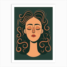 Woman With Curly Hair Art Print