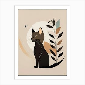 black cat mininalist portrait 17 Art Print