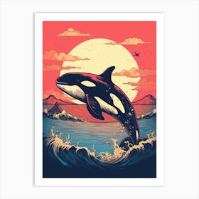 Orca Whale Screen Print Style  1 Art Print