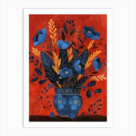 Blue Flowers In A Vase 4 Art Print