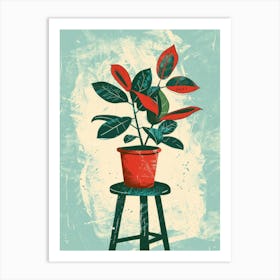 Potted Plant On A Stool Art Print