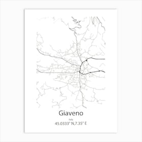 Giaveno,Italy Minimalist Map Art Print