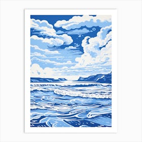 A Screen Print Of Gwithian Beach Cornwall 2 Art Print