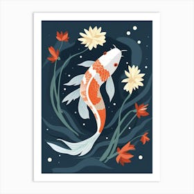 Koi Fish Japanese Style Illustration 1 Art Print