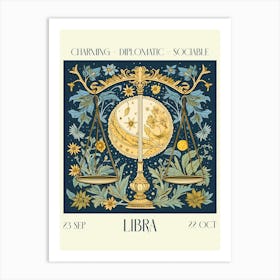 Libra William Morris Zodiac Astral Sign Art Print
