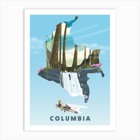 Columbia Travel map Art Print