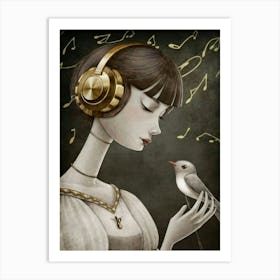Bird And Music Art Print