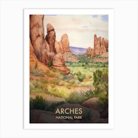 Arches National Park Watercolour Vintage Travel Poster 2 Art Print