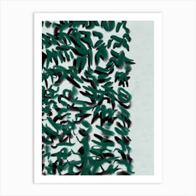 Green Brushstrokes Art Print