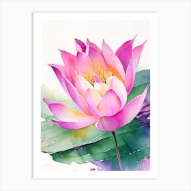 Pink Lotus Watercolour 1 Art Print