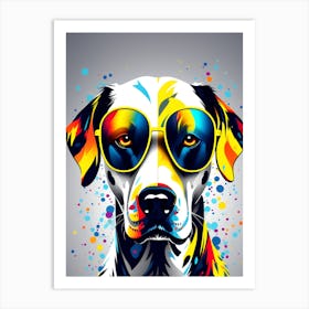 Dog In Sunglasses, Dalmatian, colorful dog illustration, dog portrait, animal illustration, digital art, pet art, dog artwork, dog drawing, dog painting, dog wallpaper, dog background, dog lover gift, dog décor, dog poster, dog print, pet, dog, vector art, dog art Art Print