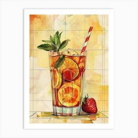 Pimm S Cup Watercolour Inspired Illustration 3 Art Print