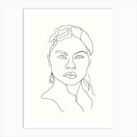 Portrait Of A Woman Hand Drawing Line Art 18 Art Print