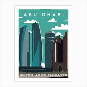 Abu Dhabi, UAE — Retro travel minimalist poster 1 Art Print