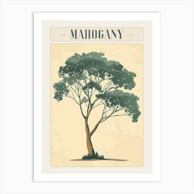 Mahogany Tree Minimal Japandi Illustration 3 Poster Art Print