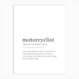 Motorcyclist Definition Poster - Dictionary Art Print