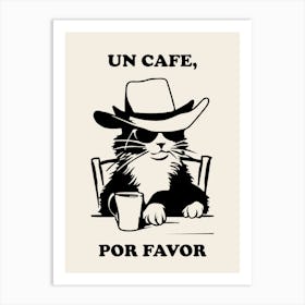 Cat Cafe Por Favor Funny Illustration Kids Kitchen Gift Art Print