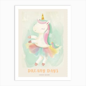 Pastel Unicorn Storybook Style In A Tutu 1 Poster Art Print