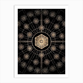 Geometric Glyph Radial Array in Glitter Gold on Black n.0035 Art Print